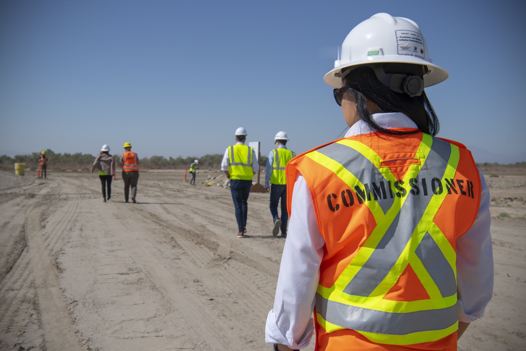 Commissioner Touton in the field wearing Bureau of Reclamation safety vest